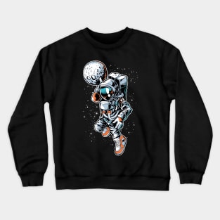 Astronaut Dunking Moon Funny Basketball Art Crewneck Sweatshirt